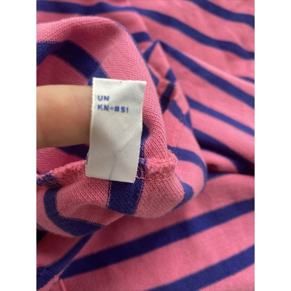 Vintage Polo Ralph Lauren The Big Shirt Size Large Pink Navy Blue Stripe Pony